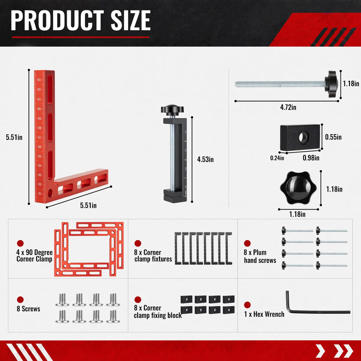 90° Woodworking Corner Clamp Set